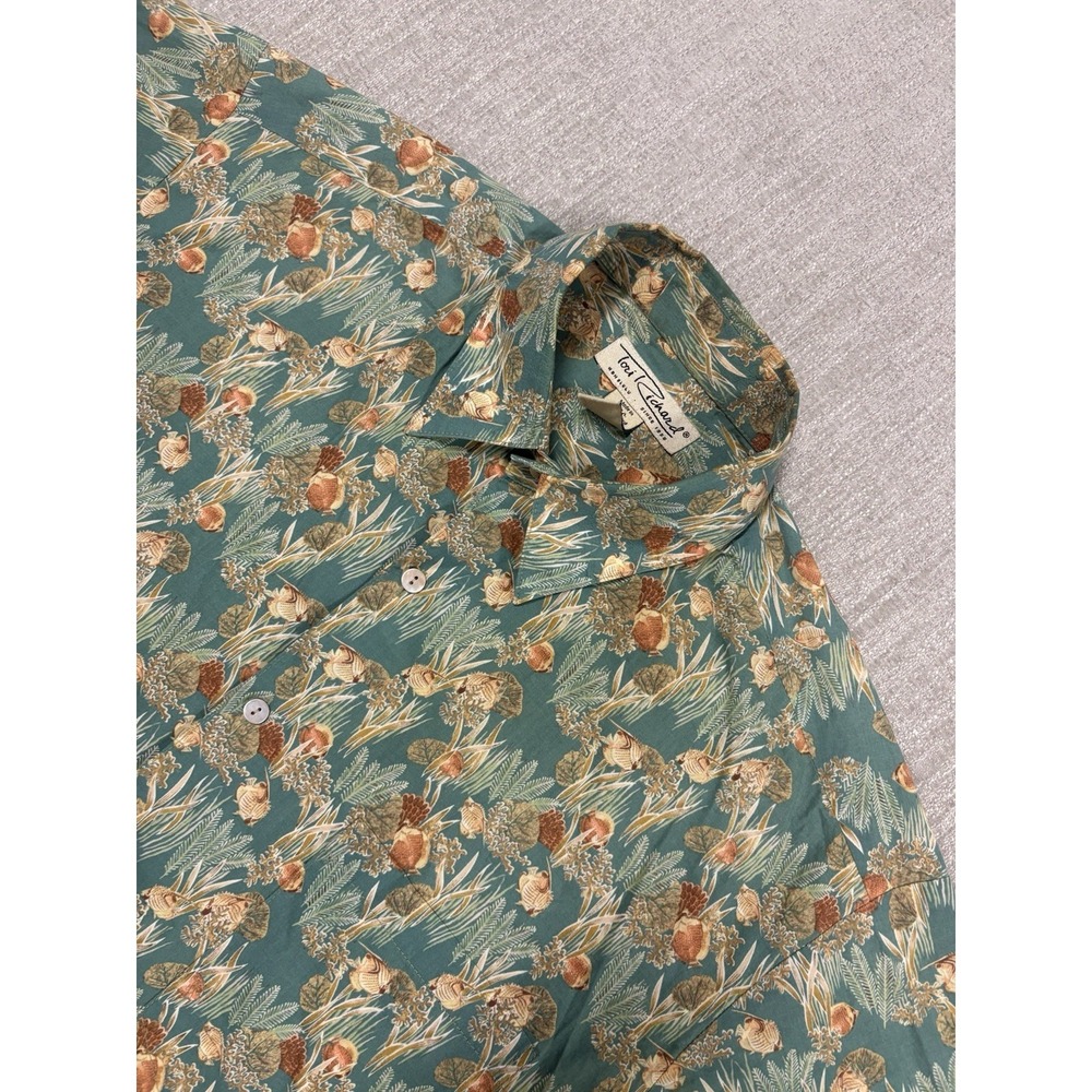 VTG Tori Richard Hawaiian Shirt Mens Medium Cotton Lawn Floral Fish Made In USA